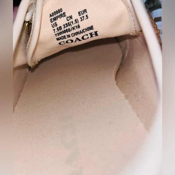 7.5 Women's COACH Empire Signature Sneakers Khaki Chalk, Size 7.5, - Picture 3 of 8